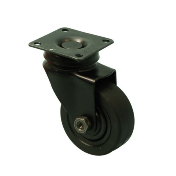 Roulette déco pivotante à platine caoutchouc noir Ø50mm charge 40kg - CIME