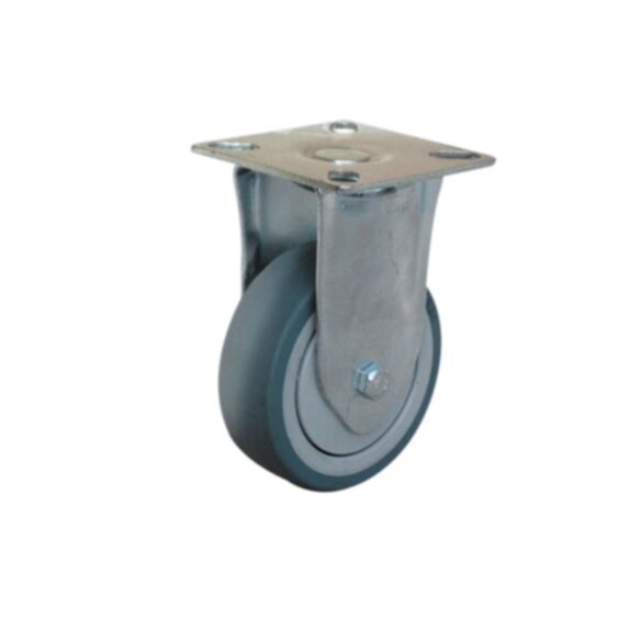 Roulette à platine fixe caoutchouc gris non tâchant Ø75mm charge supportée 60 kg