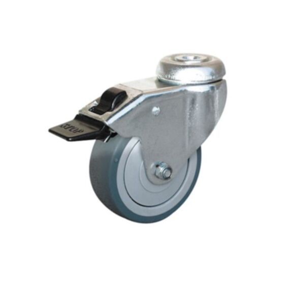 Roulette de collectivité fixation à oeil pivotante à frein - Charge admissible 70kg.  Ø100mm - CIME