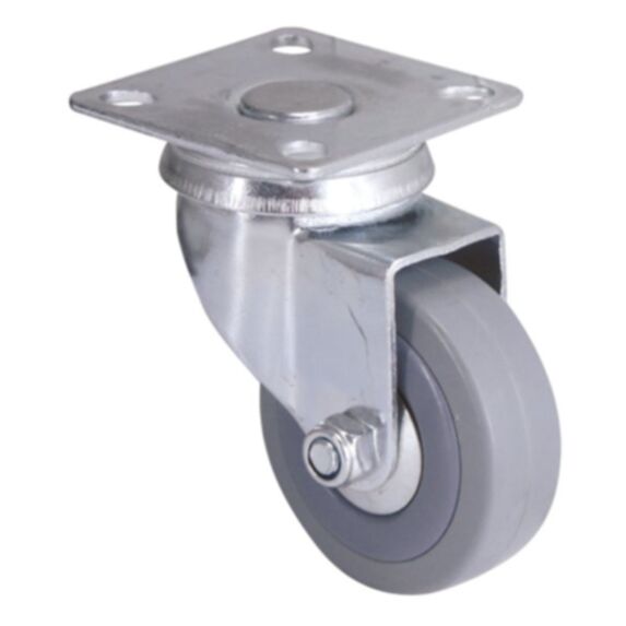 Roulette pivotante à platine caoutchouc gris non tâchant Ø50mm charge 40kg - CIME