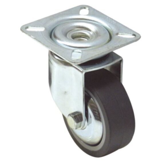 Roulette pivotante à platine caoutchouc gris Ø60mm charge 50kg - CIME