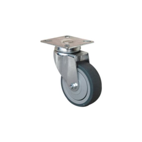Roulette pivotante à platine caoutchouc noir Ø100mm charge 70kg - CIME