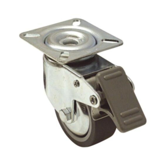 Roulette manutention à platine pivotante caoutchouc gris Ø60 charge supportée 50 kg