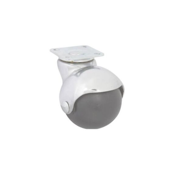 Roulette décorative à platine pivotante caoutchouc noir Ø50mm - Charge supportée 45 kg - GUITEL.M