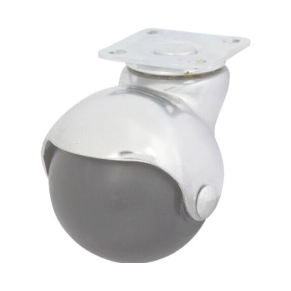 Roulette décorative à platine pivotante caoutchouc noir Ø50mm - Charge supportée 45 kg - GUITEL.M