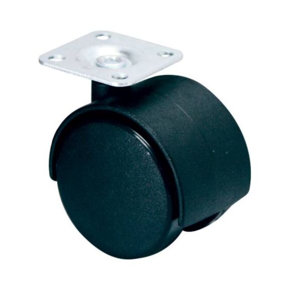 Roulette pivotante à platine polypropylène noir Ø50mm charge 40kg - CIME