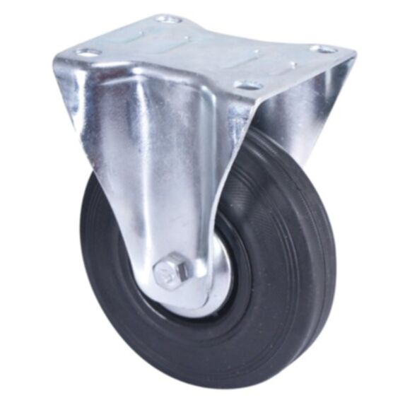 Roulette manutention fixe à platine caoutchouc noir Ø125mm charge 125kg - CIME