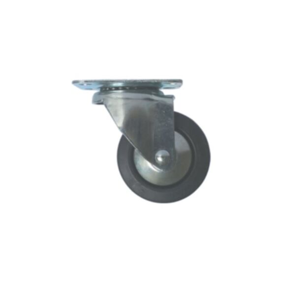 Roulette pivotante à platine caoutchouc noir Ø65mm charge 65kg - CIME