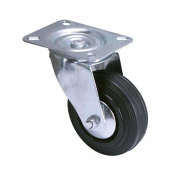 Roulette pivotante à platine caoutchouc noir Ø100mm charge 100kg - CIME