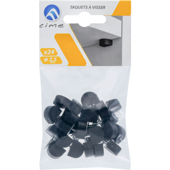 Taquet à visser Ø2,5 mm plastique  noir x24 - CIME
