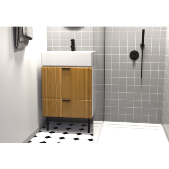 Pied de meuble réglable acier noir Ø30 x H210/350 mm - CIME