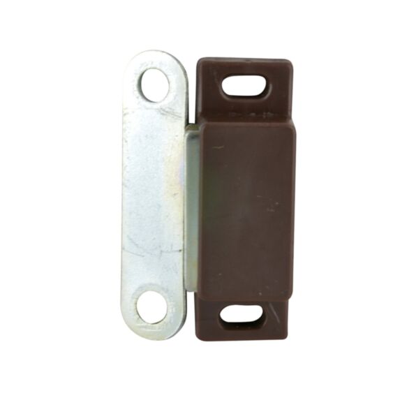 Lot de 8 loqueteaux magnétiques rectangulaires à visser à pattes force 4kg pour porte de meuble plastique ferrite et acier brun