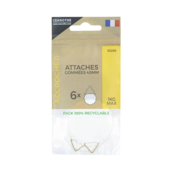 Sachet 6 attaches gommées 45mm - CEANOTHE