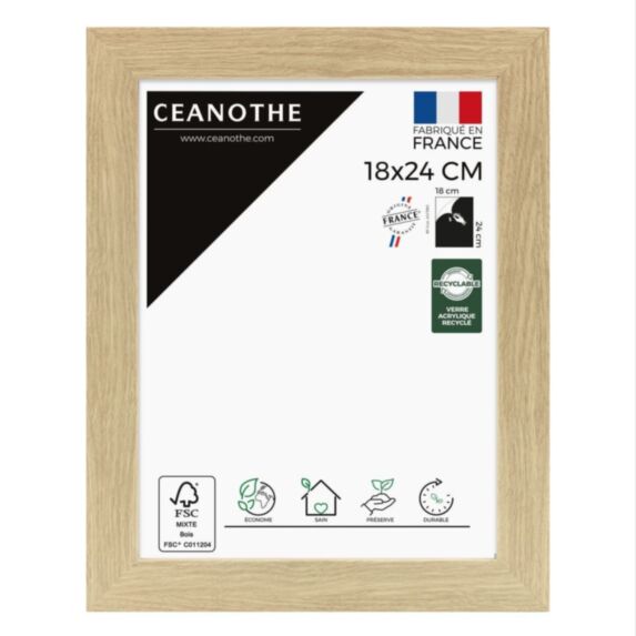 Cadre Eternel bois hêtre naturel 18x24cm - CEANOTHE