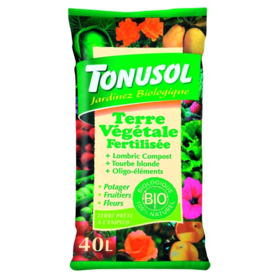 Terre végétale fertilisée Bio 40L - TONUSOL