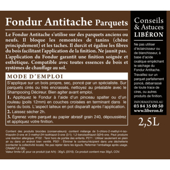 Fondur anti-tache parquets cirés ou vitrifiés 2.5L - Incolore - LIBERON