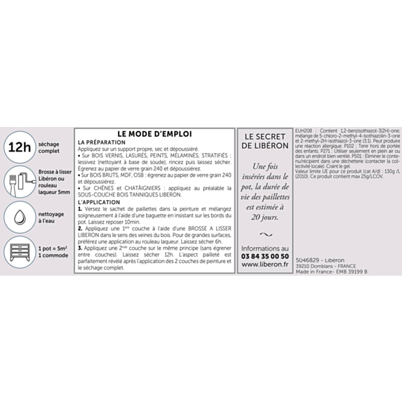 Peinture paillette Meuble Caséine 0,5L Gris Perle