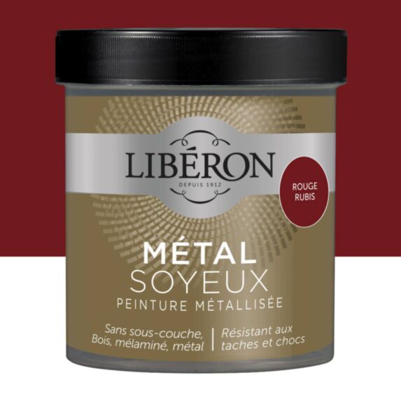 Peinture métallisée bois intérieur Métal soyeux rouge rubis satin 0,5L - LIBERON