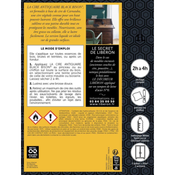 Cire antiquaire « black bison » pâte 0.5L - Incolore - LIBERON