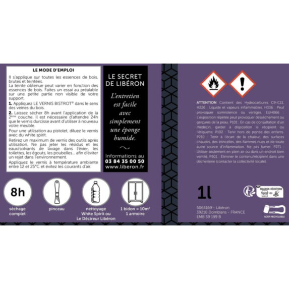 Vernis Bistrot brillant incolore 0,25 L - LIBERON