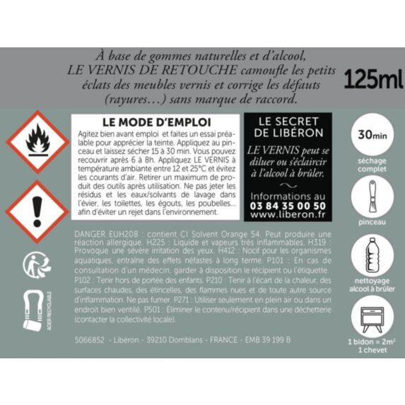 Vernis de retouche acajou 125 mL - LIBERON