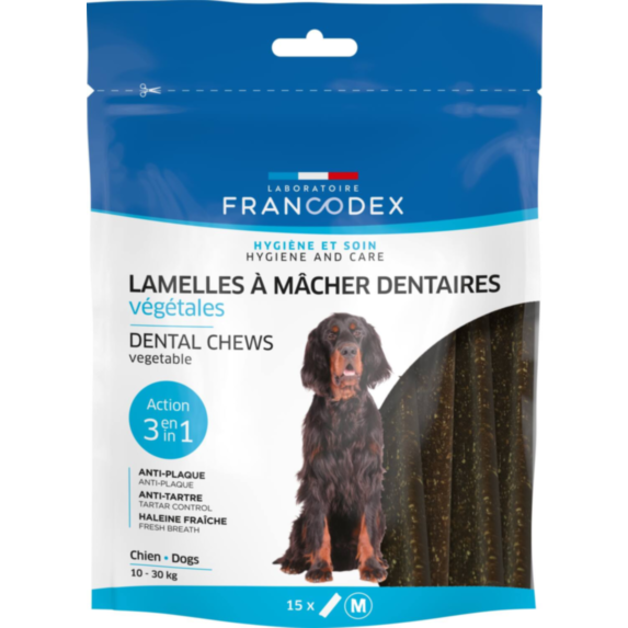 15 Lamelles à mâcher dentaires végétales chien - FRANCODEX
