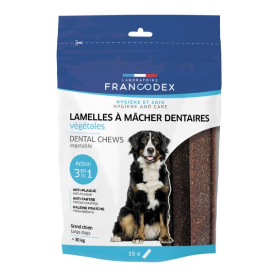 16 Lamelles à mâcher dentaires végétales grand chien - FRANCODEX