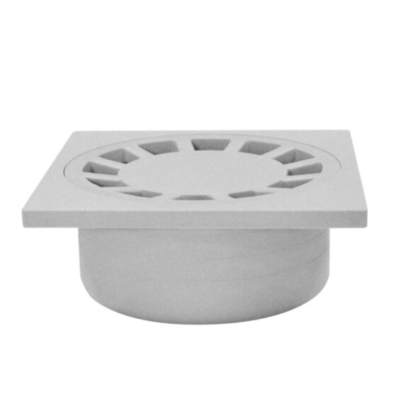 Siphon de cour gris 15x15 cm sortie mâle diamètre 50 mm