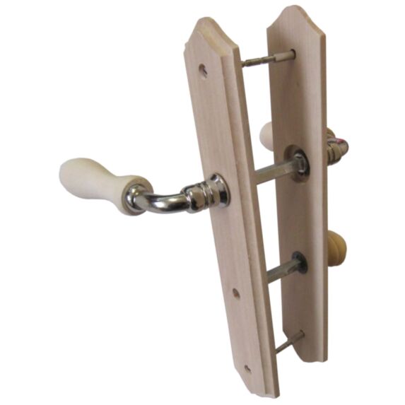 Poignées de porte à verrou bois brut entraxe 195mm - 1ER