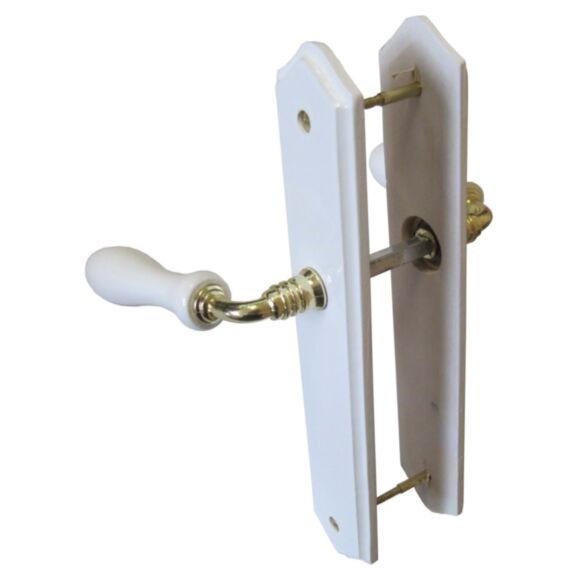 Poignées de porte bec de cane bois blanc entraxe 195mm - 1ER