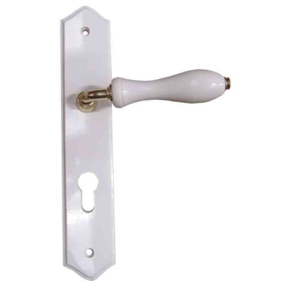 Poignée de porte à cylindre bois blanc entraxe 195mm - 1ER