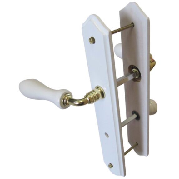 Poignées de porte à verrou bois blanc entraxe 195mm - 1ER