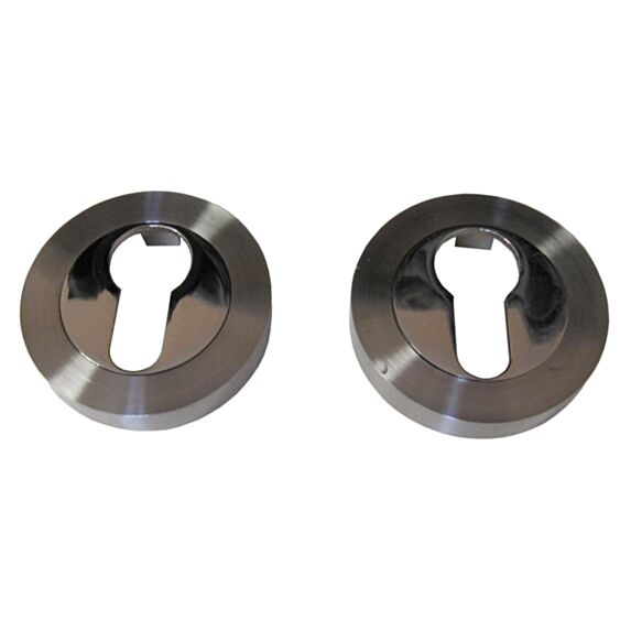 Set de 2 rosaces à cylindre rondes zamack nickelé mat Ø50 mm - CHAINEY