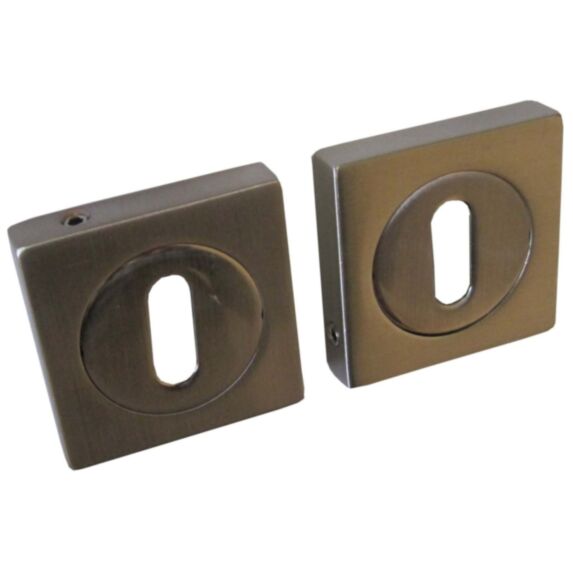 Set de 2 rosaces carré zamack nickelé 50 x 50 mm - CHAINEY