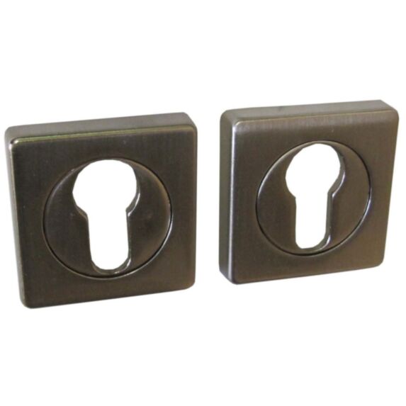 Set de 2 rosaces à cylindre carré zamack nickelé 50 x 50 mm - CHAINEY
