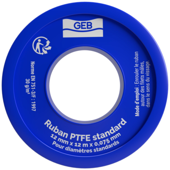 Ruban téflon PTFE 0.075 mm x 12 m - GEB