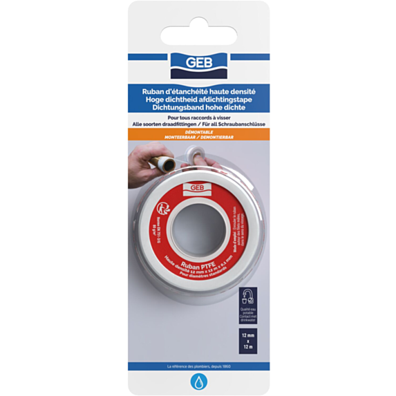 Ruban d'étanchéité PTFE haute densité, Blister - GEB