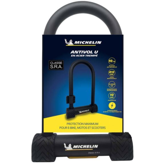Antivol U SRA à clés 112x230mm Ø18mm avec support - MICHELIN