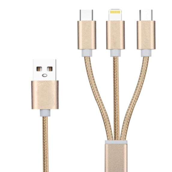 Cordon multiple lightning/micro USB/Type C - 1m - FPE