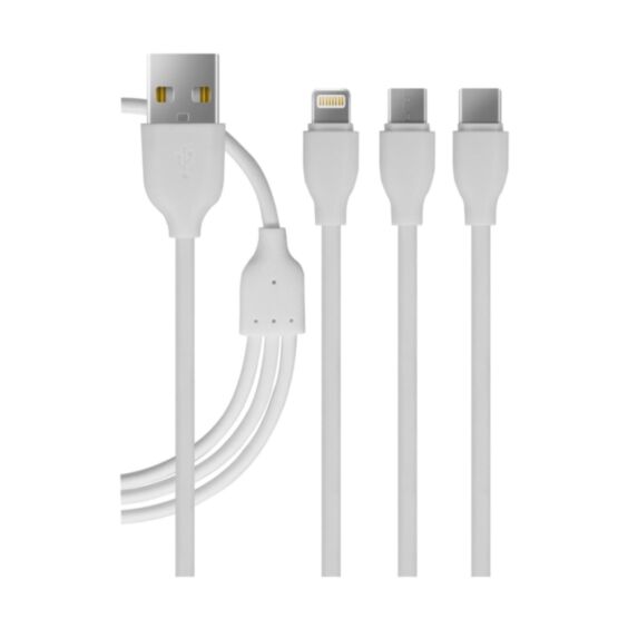 Cordon pour smartphone 3 en 1 blanc 1m - FPE