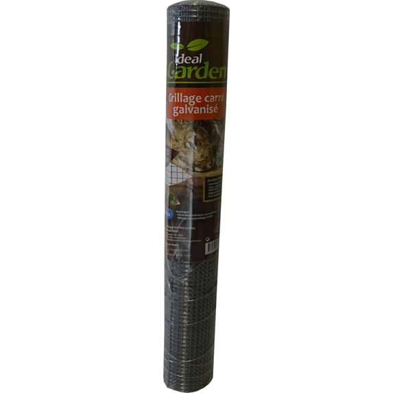 Grillage carré galvanisé 6,4 mm 0,5 x 3 m - IDEAL GARDEN