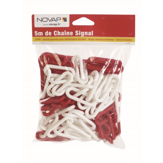 sac  de 5 m chaine signal diamètre 6 mm rouge/blanc - NOVAP