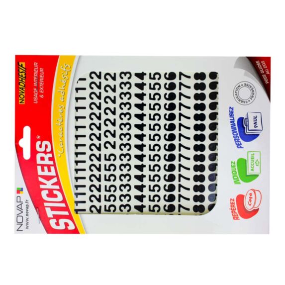 pochette novadhesif chiffres 10 mm noir - NOVAP