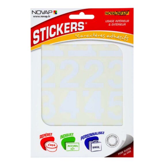 pochette NOVADHESIF chiffres 40 mm blanc