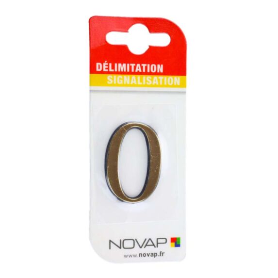 chiffre autocollant en relief hauteur 40 mm  coloris or    0 - NOVAP