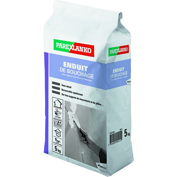 Enduit de rebouchage mural intérieur 5kg - PAREXLANKO