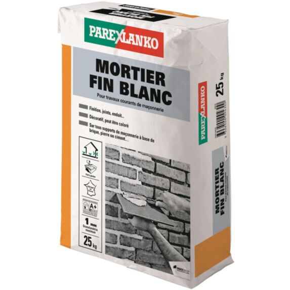 Mortier fin blanc 25kg - PAREXLANKO