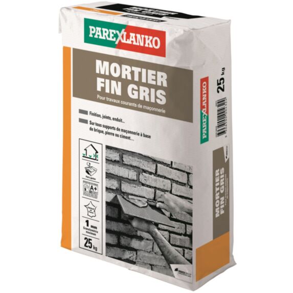 Mortier fin gris 25kg - PAREXLANKO
