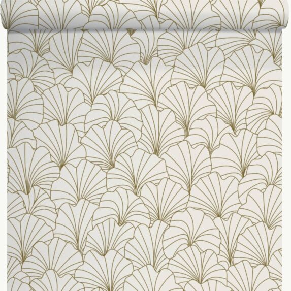 Papier peint vinyle expansé intissé Pétales blanc/doré 10,05x0,53m - LUTECE