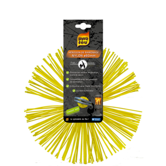 Hérisson de ramonage fibre synthétique Ø80mm - PYROFEU